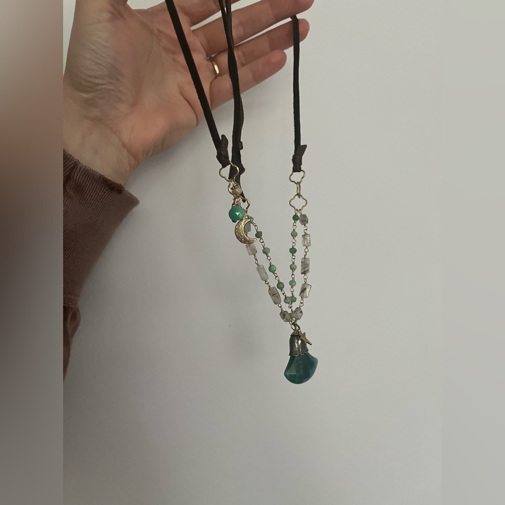 Leather Gemstone Statement Necklace Sundance Style